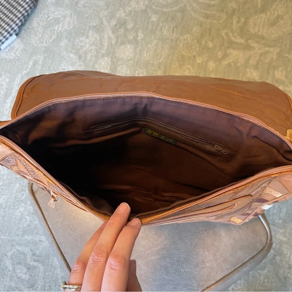 Vintage Magnum Genuine Leather Suede Patchwork Messenger Bag